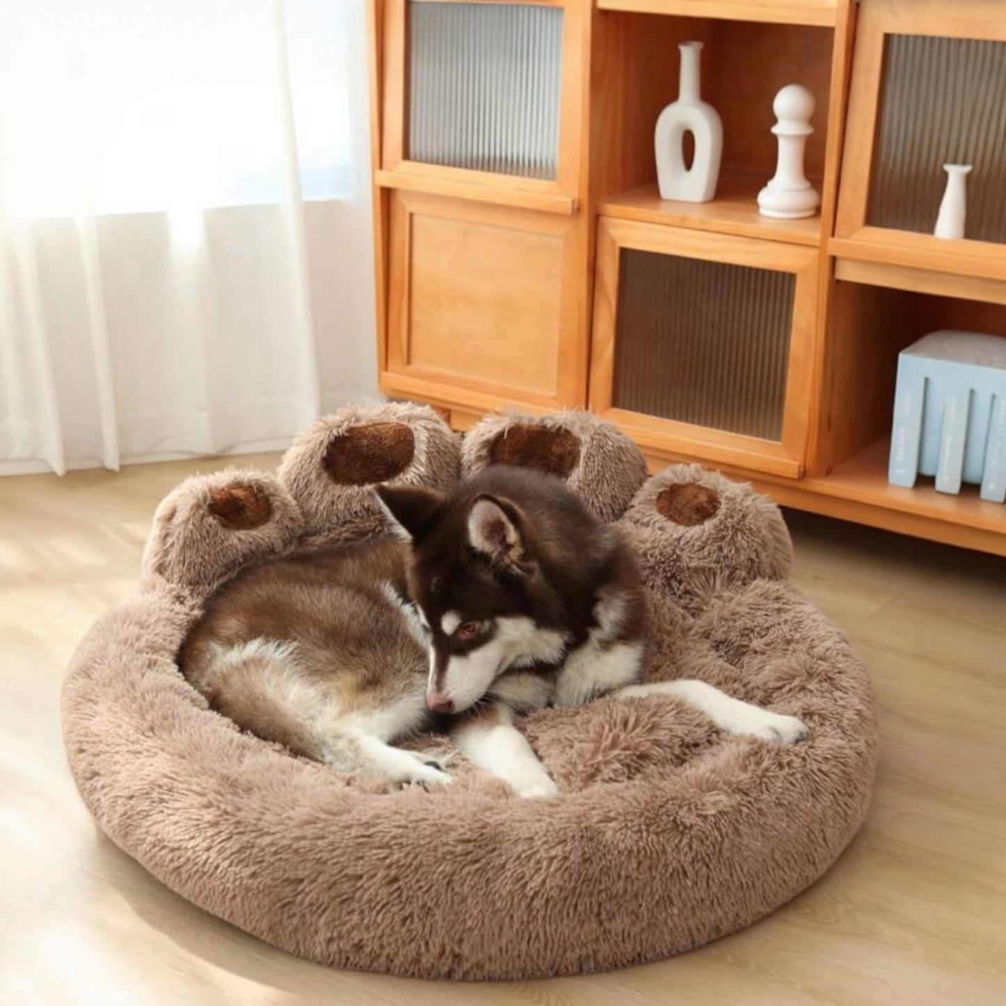 Brown Paw-Shaped Bed