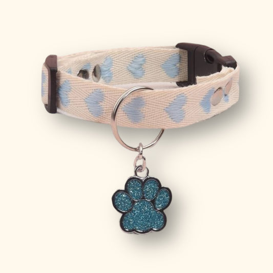Blue Collar with Paw Charm