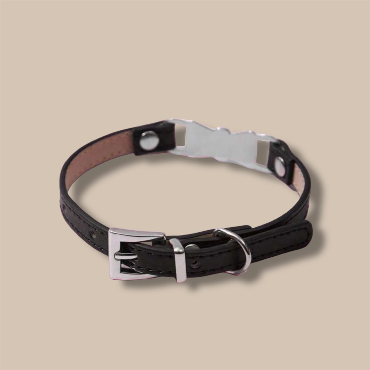 Black Leather Dog Collar