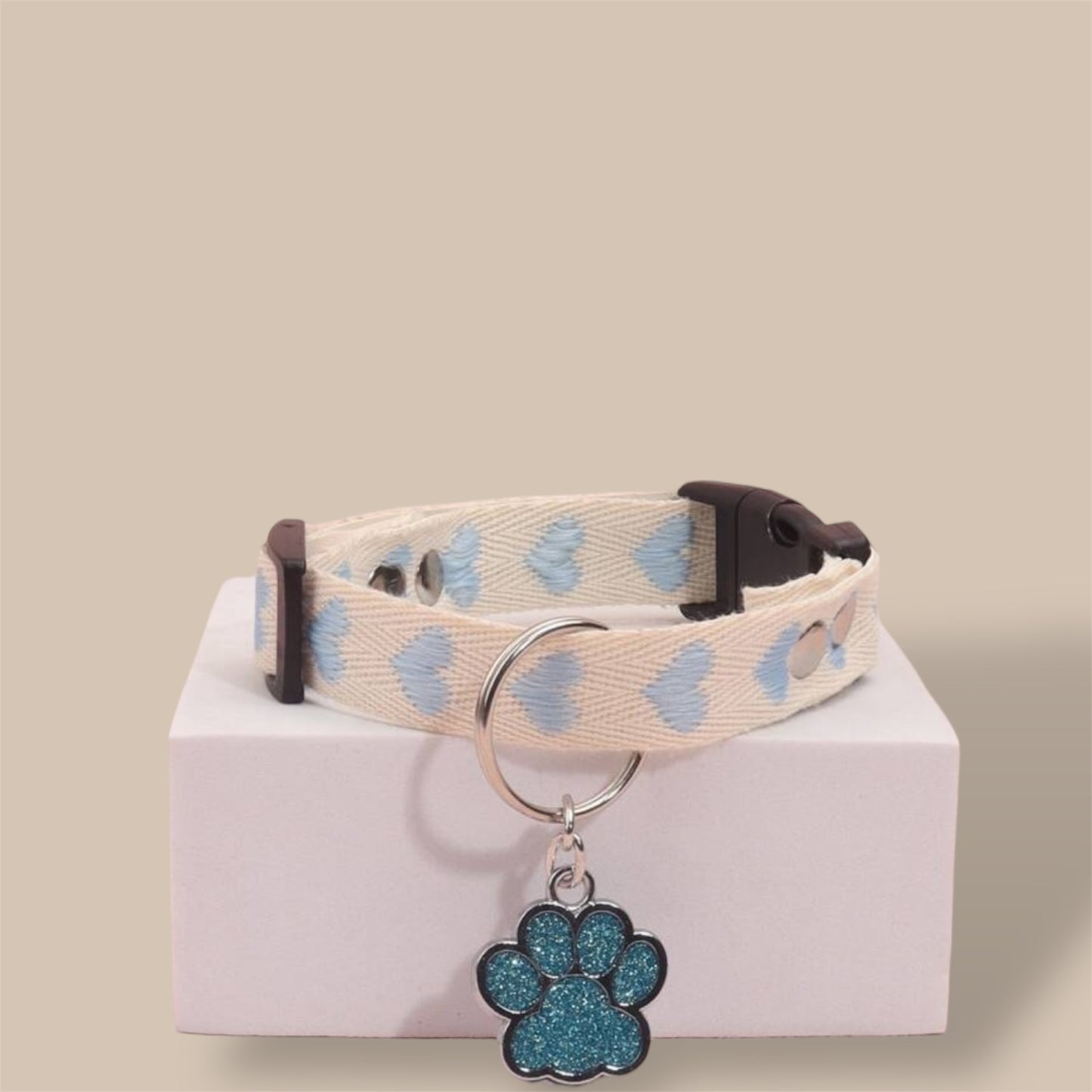 Blue Collar with Paw Charm
