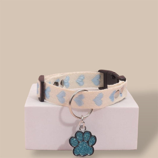 Blue Collar with Paw Charm
